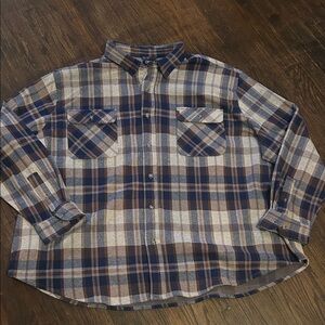 Chaps Blue and Brown Plaid Casual Shirt
